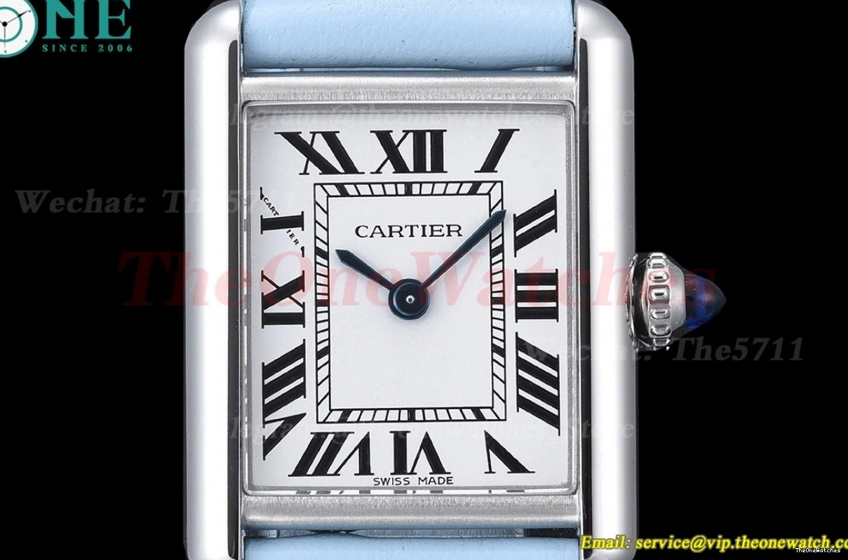 Quartz Leather White Strap LE Blue dial SS Small On Tank K11F Must 0330